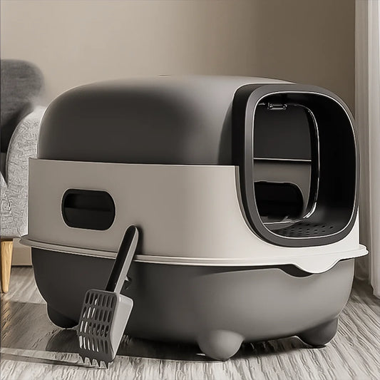 Closed cat litter box, dual-purpose