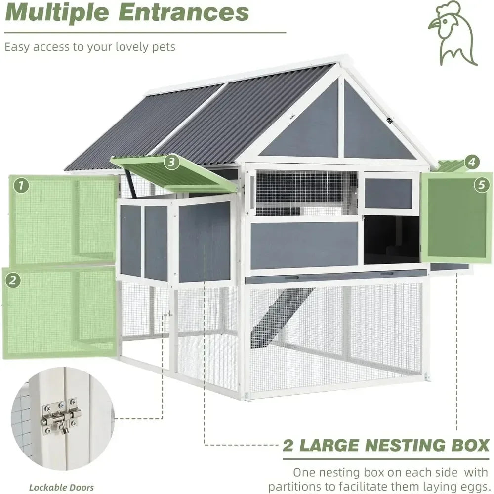84” Large Walk in Chicken House with Run