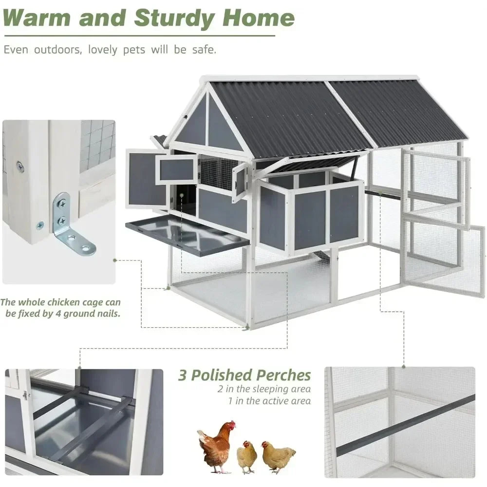 84” Large Walk in Chicken House with Run