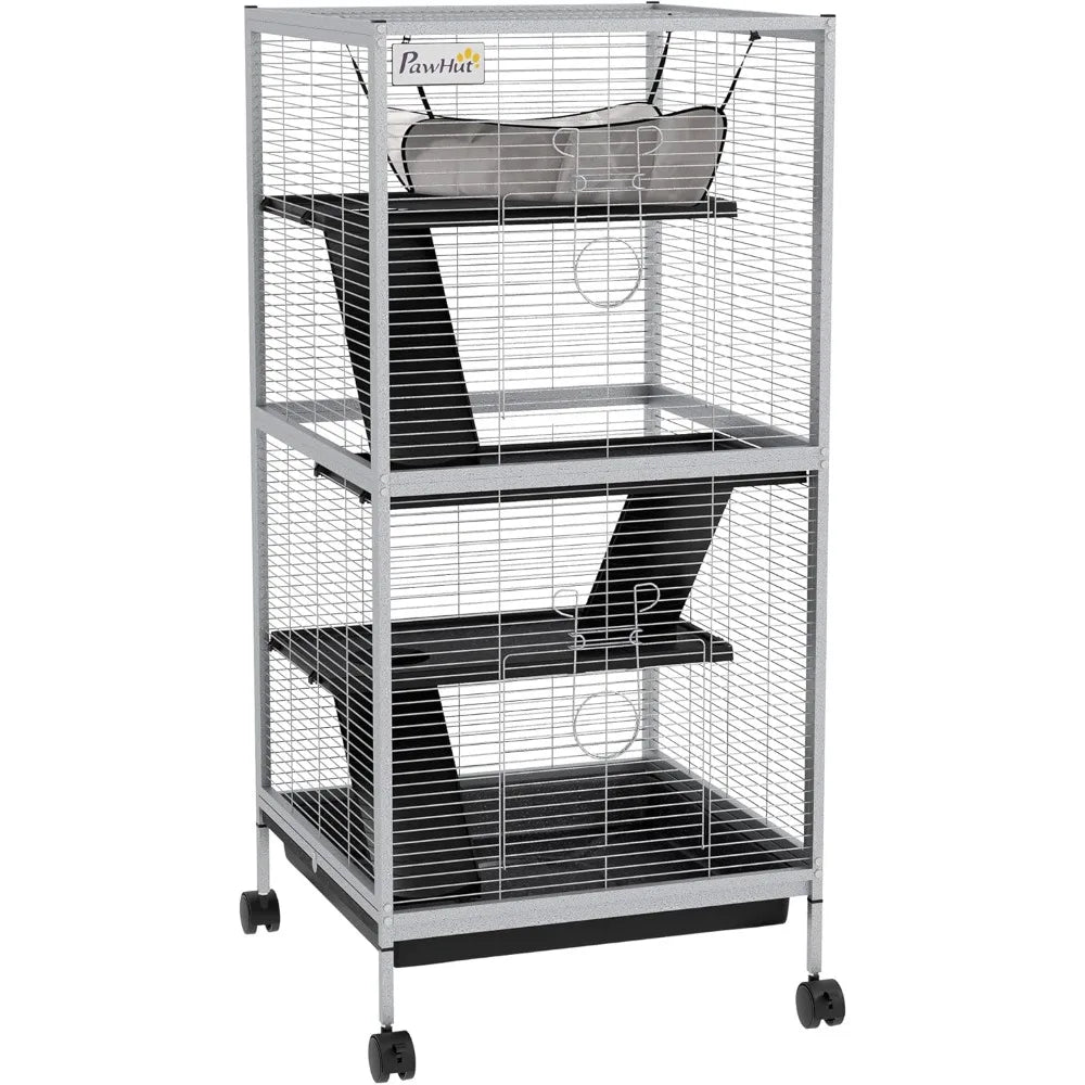 Rolling Big Ferret Cage, with Hammock & 4 Tiers
